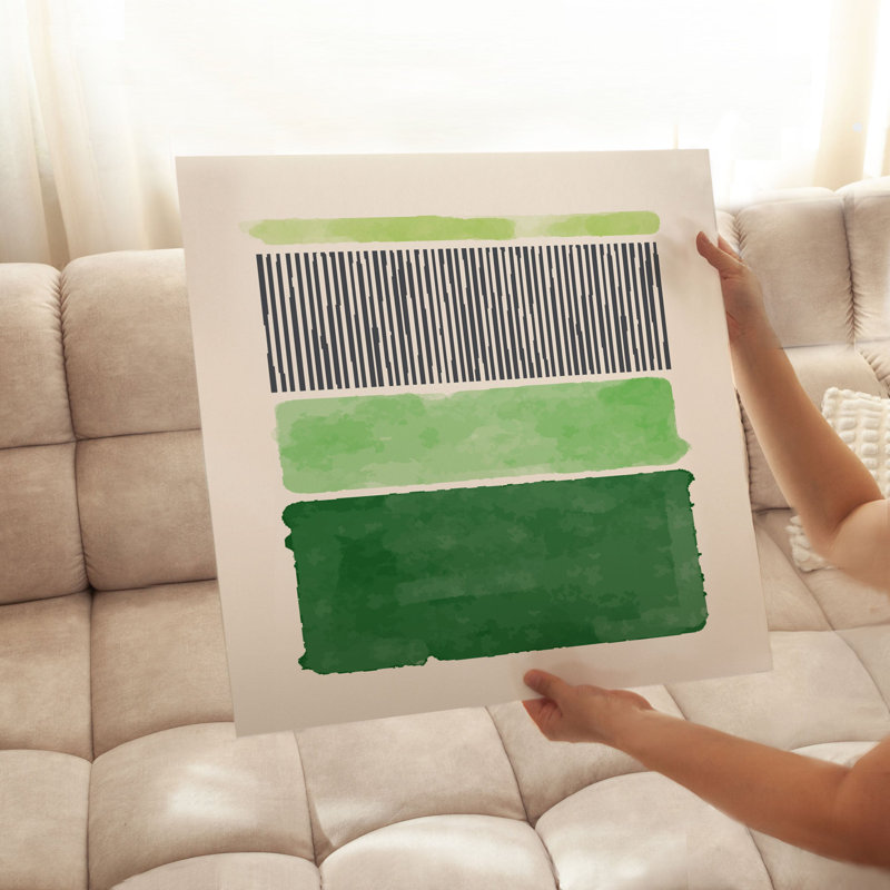 Palette de couleurs abstraites vert Mid-Century, reproduction d'art moderne sans cadre, H 12 po x l 12 po