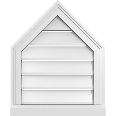 Peaked Top Surface Mount Signature Urethane Functional Gable Vent 12/12 Pitch, Primed Tan
