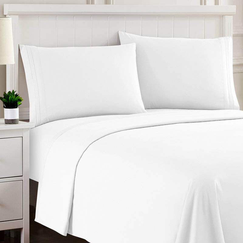 Luxurious Classic Soft Solid 1800 Series Microfiber Sheet Set, Various Colors and Sizes, Twin XL, White
