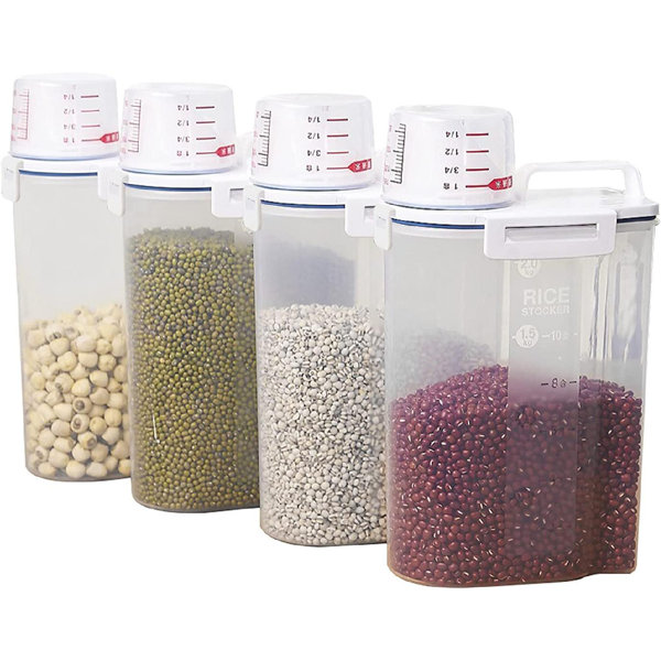 Cereal Container Food Storage Containers Easy-pour Design With Airtight  Lids Measuring Cup Bpa-free Plastic Containers For Rice Snacks Sugar Nuts  Pet