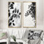 Feuilles noires, ombre silhouette I - art mural floral, collection 2 panneaux