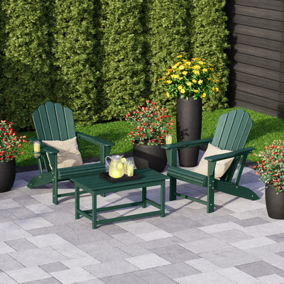 Ensemble de chaises d'extérieur en poly Adirondack avec table basse