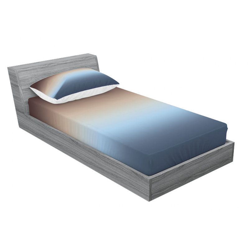 Microfiber Ombre Sheet Set, Queen Sheet Set with Fitted Sheet, Brown/Blue
