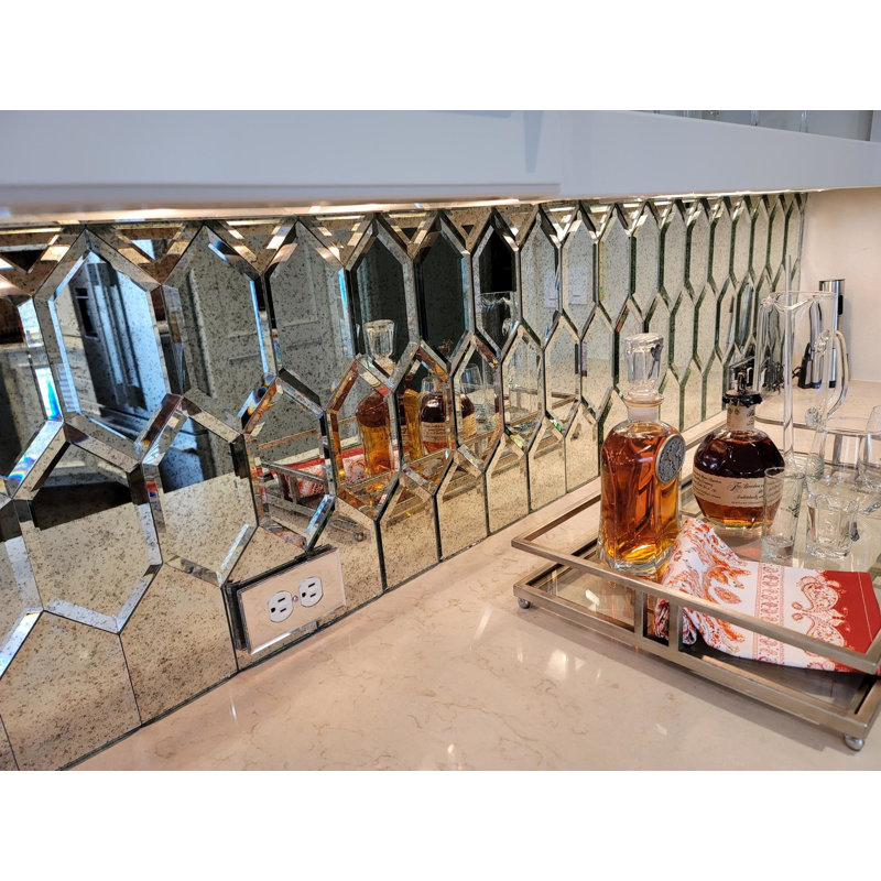 Paris 8x4 Beveled Hexagon Mirror Tile