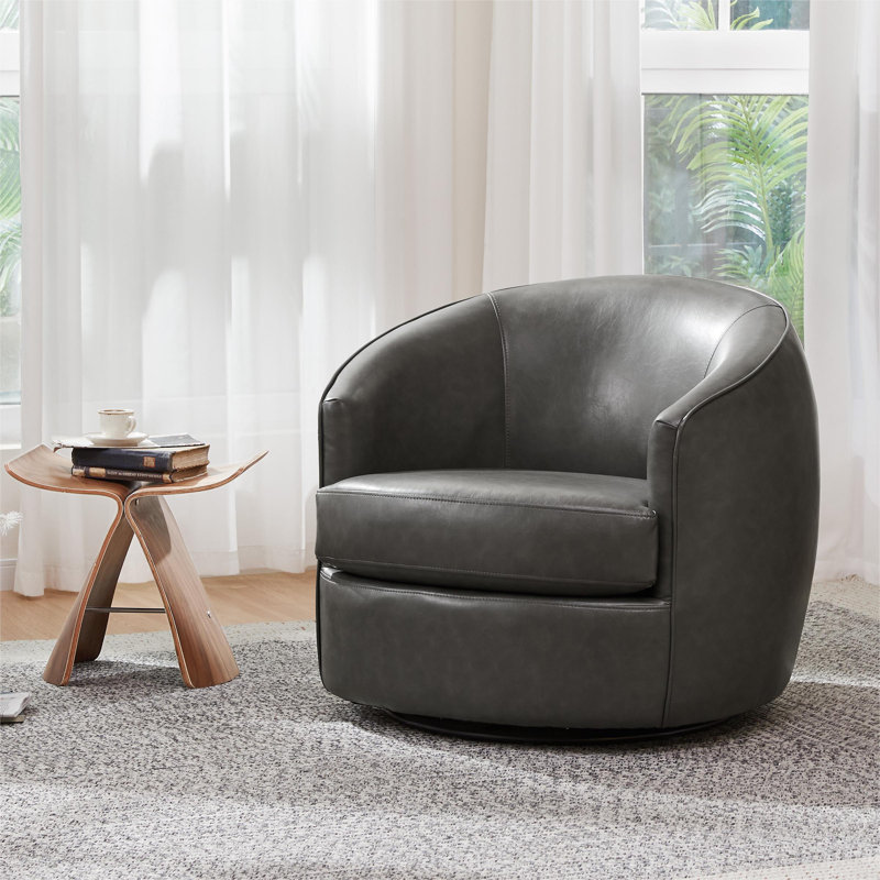 Fauteuil demi-tonneau Bernhardiène, Similicuir gris