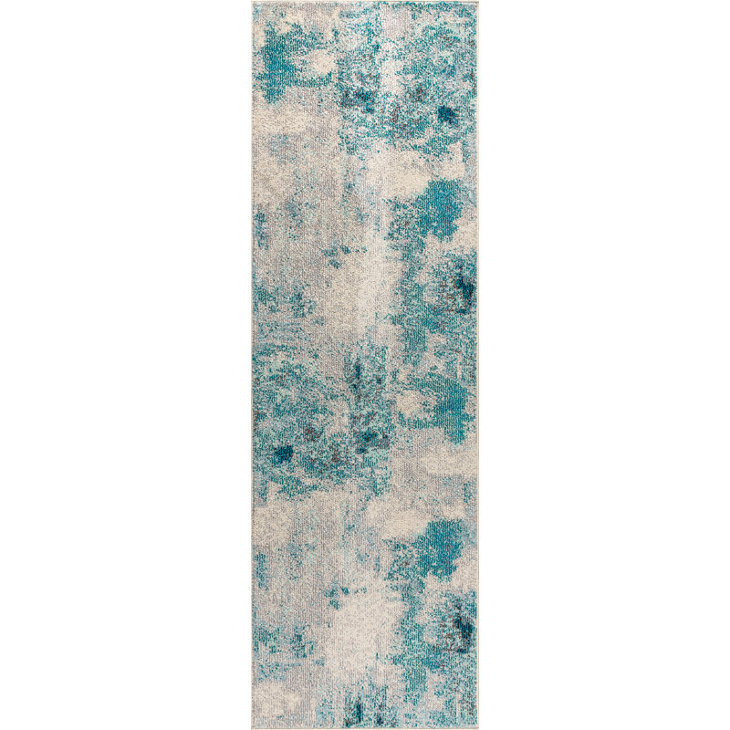 Tapis crème / bleu Lasley, Tapis de couloir 2 pi 3 po x 8 pi