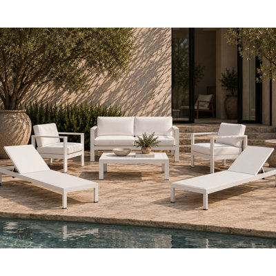 Ensemble de conversation d'extérieur en aluminium pour 8 personnes avec coussins Pangea Home Aynura