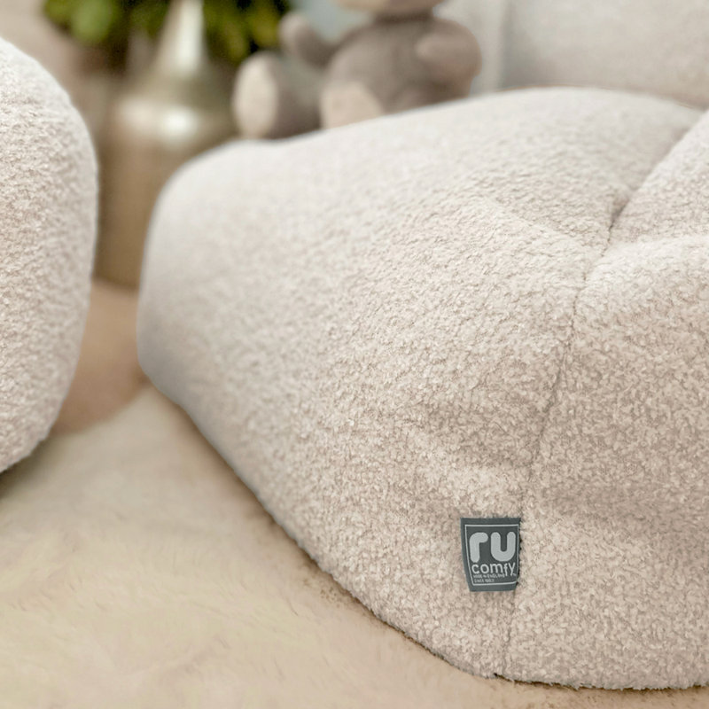 rucomfy Beanbags Snug Kids Boucle Bean Bag Chair with Filling - Childrens Beanbag Seat Bedroom Furniture - Toddler Armchair Seat - 50 x 60 x 60cm