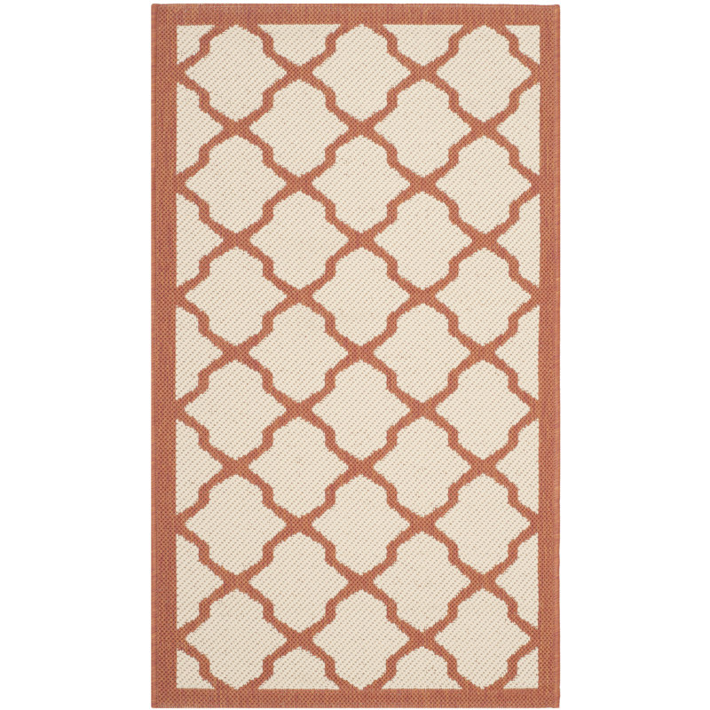Bordeaux Geometric Beige/Orange Indoor/Outdoor Area Rug, Rectangle 2'7" x 5'