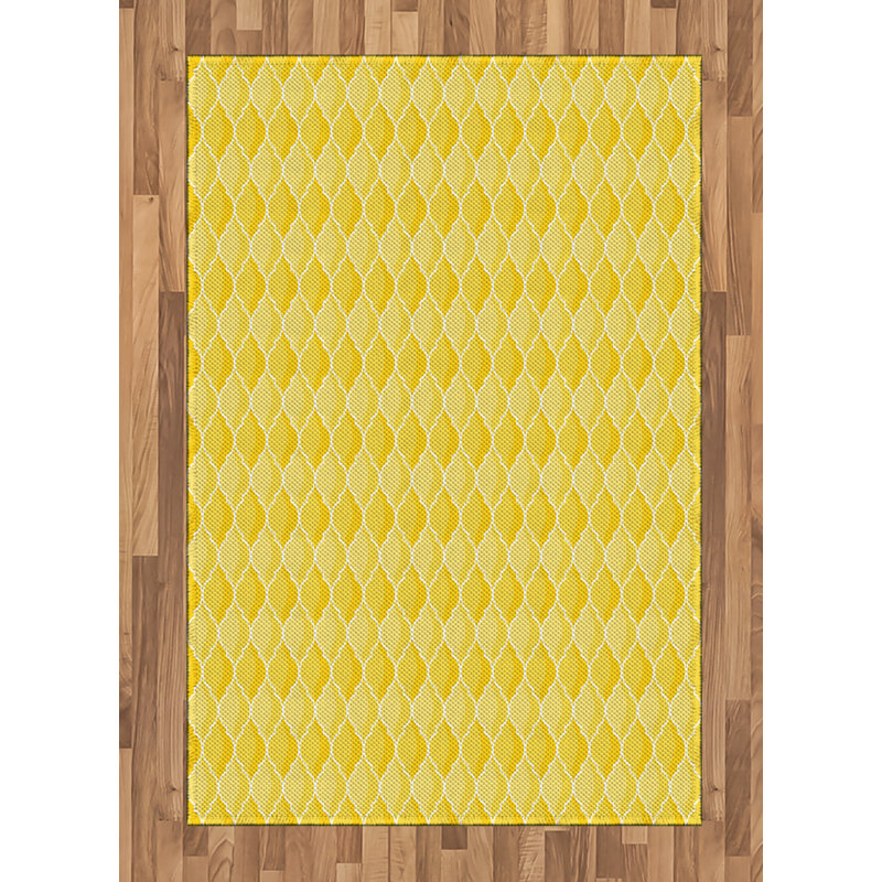 Geometric High Density Long Fiber Poly Threads Decorative Area Rug Carpet, Rectangle 4' x 5'8"