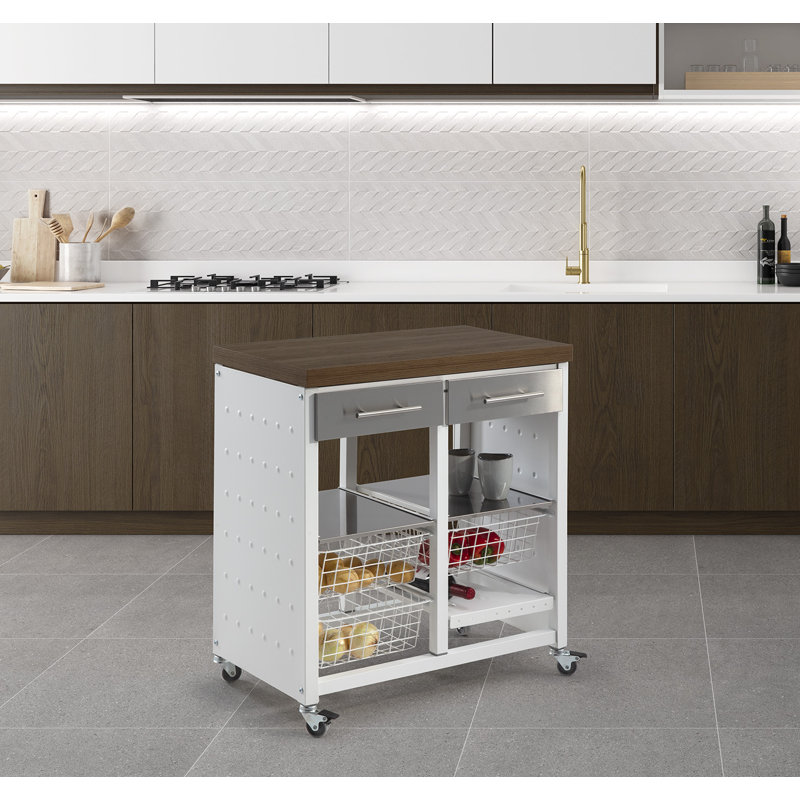 Kitchen Island, Brown/White