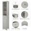 Armoire de salle de bain en matériau gris - autoportante avec tiroir et tablette réglable moderne pour un rangement élégant