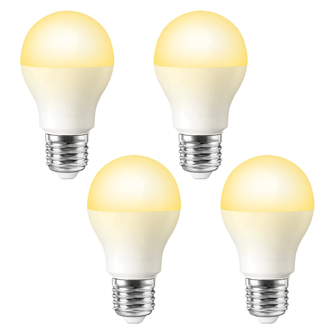 60 Watt Equivalent A19 E26/Medium (Standard) 2000K LED Bulb (Set of 4) Miracle LED