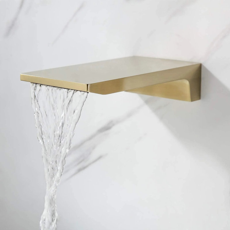 Wall Mount Waterfall Bathroom Sink Faucet, Single Handle, Chrome Finish | Gift Idea, Brushed Gold