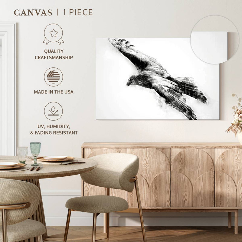 Brampt Hawk Black And White, 32" H x 48" W