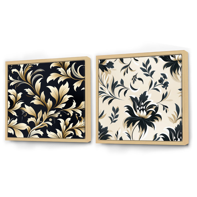 Chatou Sleek Damask Harmony - Abstract Botanicals Square, Cadre flottant brun, H 36 po x l 73 po