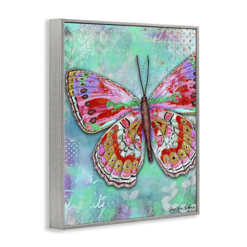 «Cherry Mint Butterfly», art de la giclée encadrée par Jennifer Lambein, H 30 po x l 24 po
