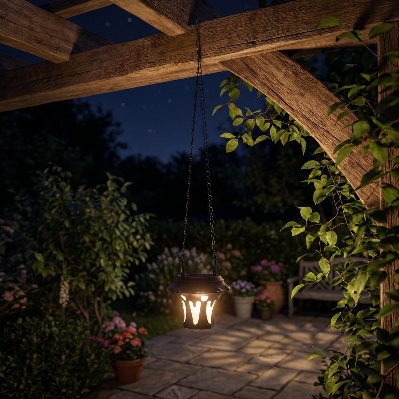  Solar Flame Metal Hanging Lanterns (Set Of 8)