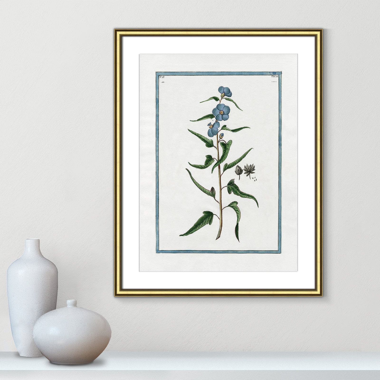 Colombe "Shabby Elegance Botanical I" Print, Gold Framed, 18.25" W x 24.25" H