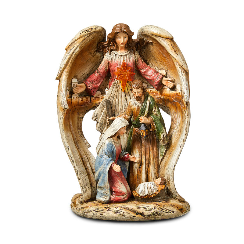 Hand-Painted Weathered Resin Nativity Scene Figurine
