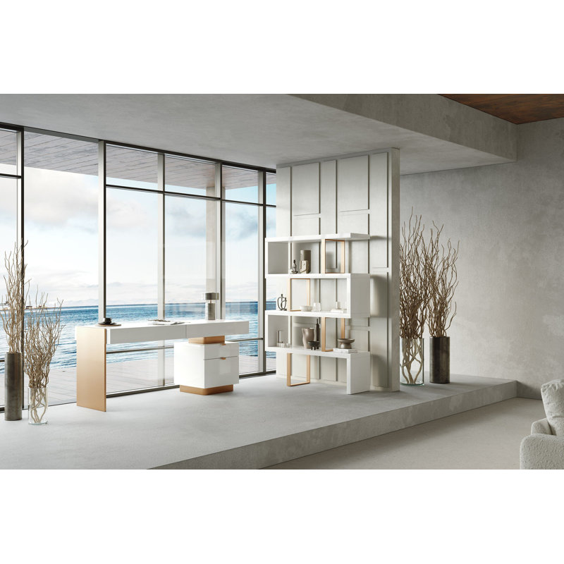 Maze Geometric Bookcase, White/Gold