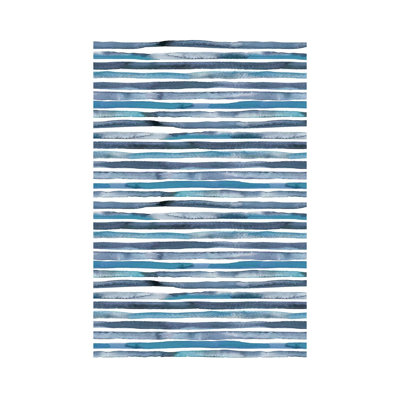 Watercolor Stripes Blue - Reproduction d'art sur toile tendue