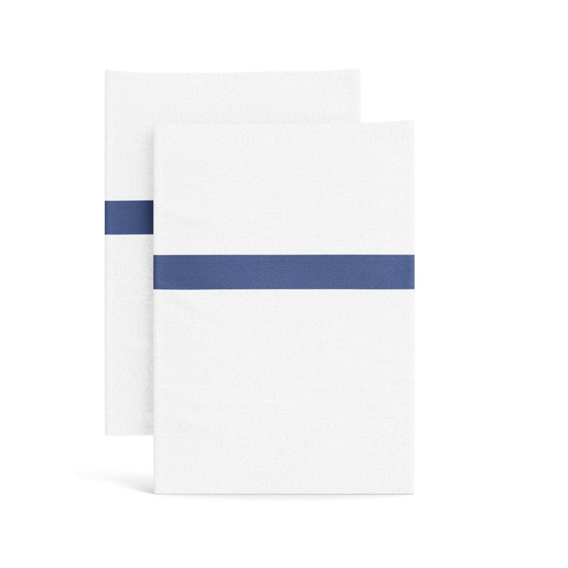 Ready-To-Bed 2.0 Cotton & Trim Pillowcases, White/Periwinkle, King Pillowcases