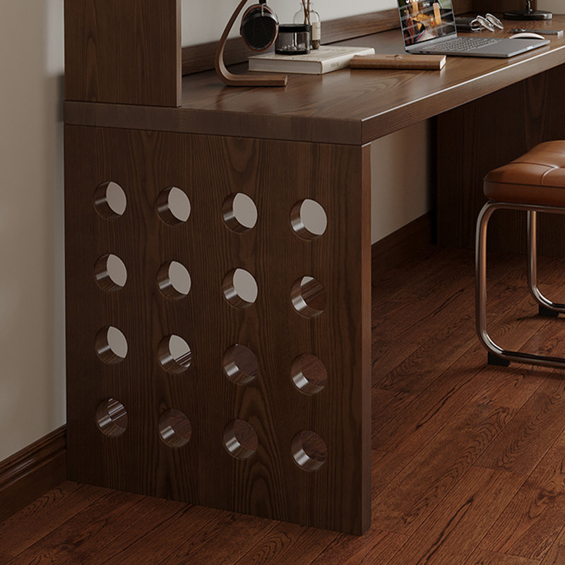 Bureau rectangulaire à 3 tiroirs en bois massif brun noisette, H 53,15 po x l 70,87 po x P 23,62 po