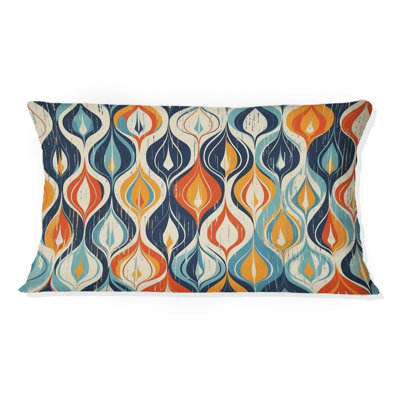Orange And Blue Botanical Symphony III - Abstract Printed Throw Pillow
