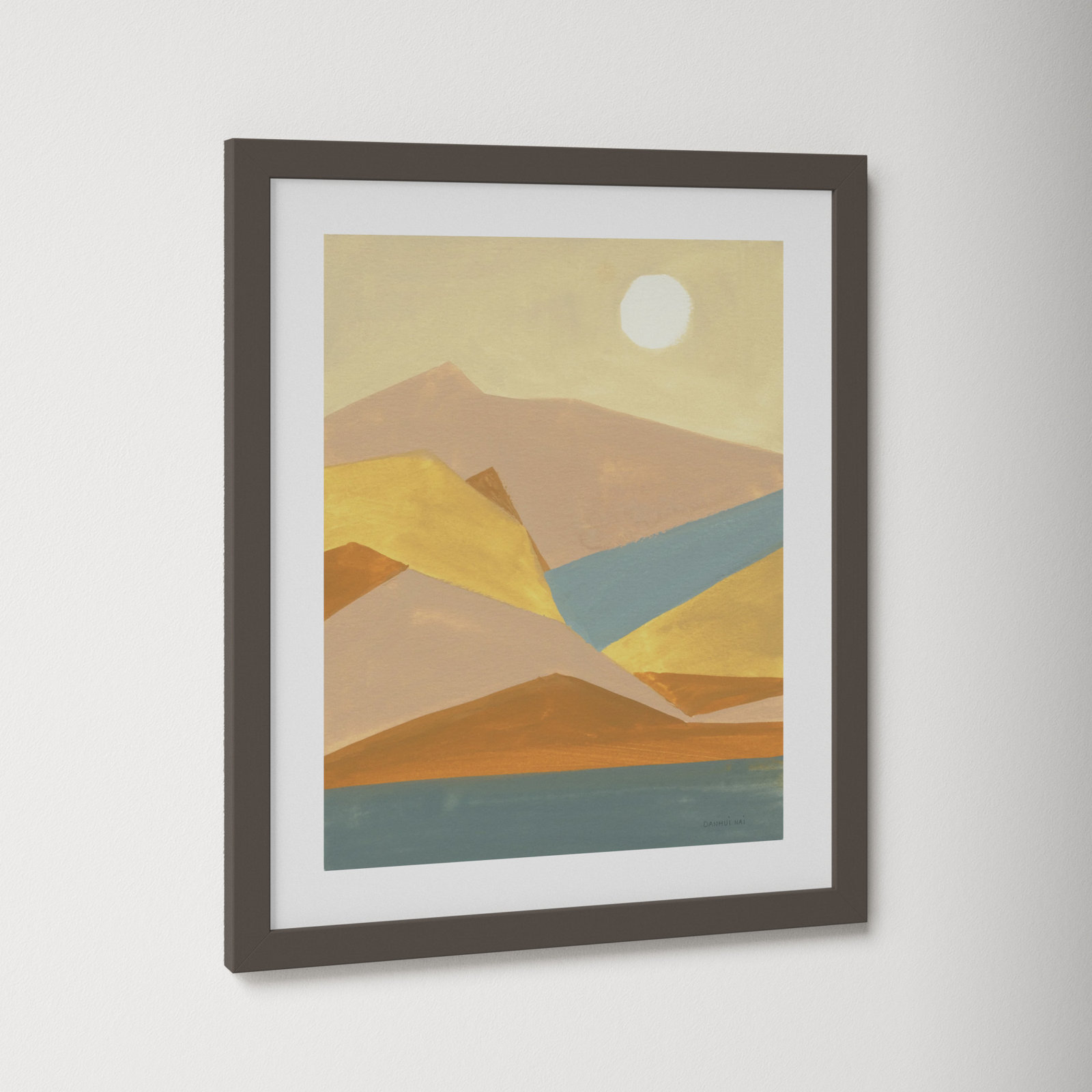 Retro Abstract I Southwest Mountains Print, Gray Framed Paper, 19.38" H x 16.38" W x 0.88" D