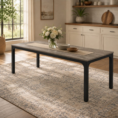 Modern 78.74" Wood Rectangular Dining Table with Metal Legs