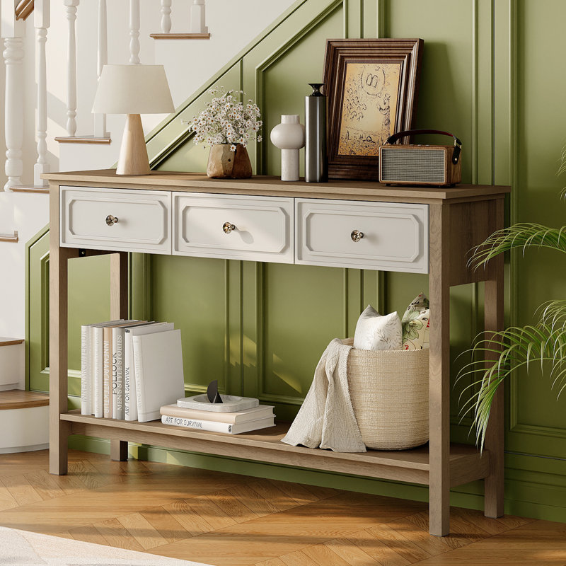 Console 51,2 po avec accents en losange et 3 tiroirs pour le vestibule