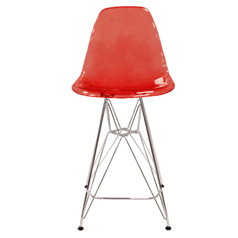 Tabouret de bar Juhani en acrylique moderne avec structure en acier chromé, tabouret fantôme sans dossier de 29,5 po de hauteur pour îlot de cuisine et table de pub, capacité de 300 lb robuste, siège en lucite transparent avec repose-pieds