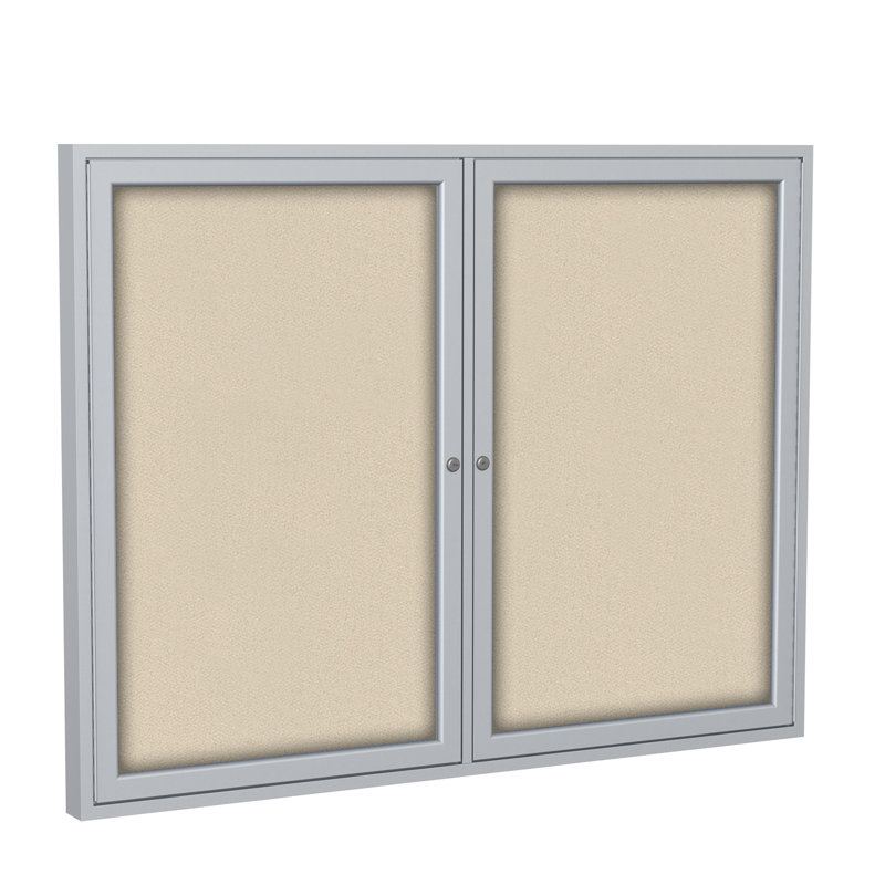 Panneau de bulletin fermé 2 portes, 36 po x 48 po, Beige, Bronze