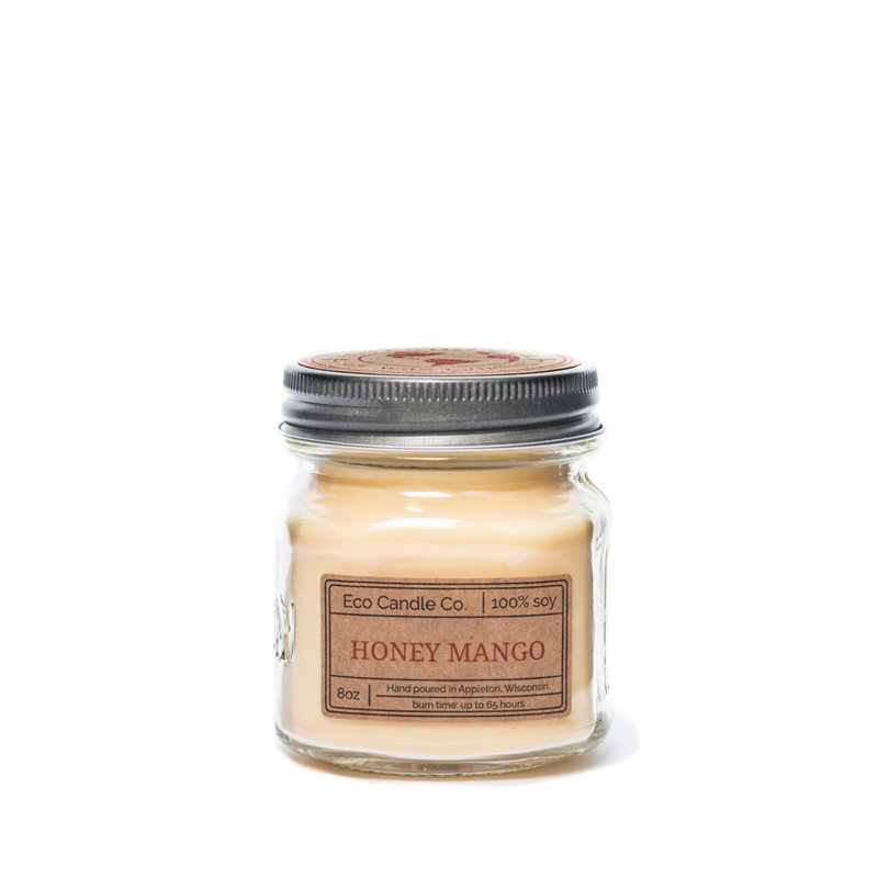 Honey Mango Scented Jar Candle with Glass Holder