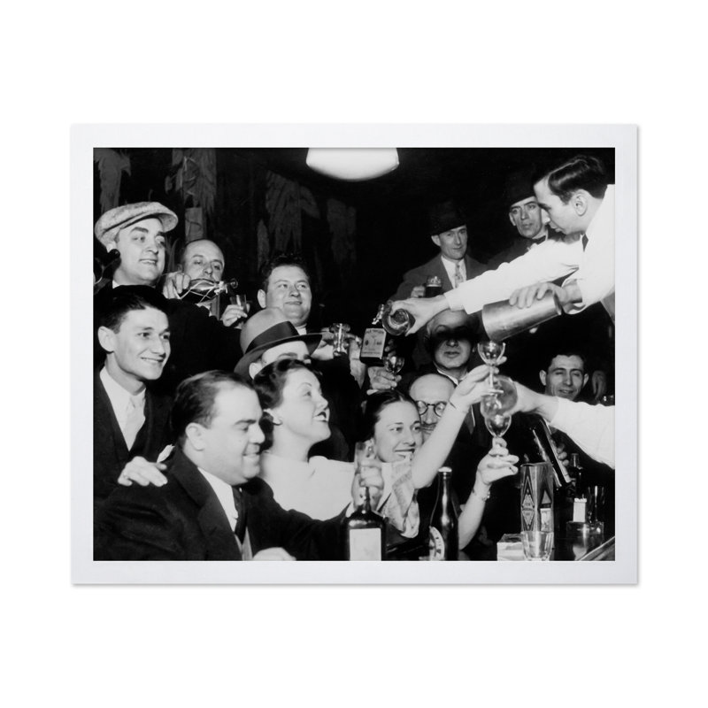 «Night That Prohibition Ends», 08"H x 10"W, Poster, White Framed