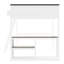 Grand lit mezzanine blanc avec bureau, compartiments de rangement et une tablette ouverte - construction, facile à assembler, tablette de bureau spacieuse, boîte en bois massif, garde-corps