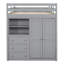 Lit mezzanine gris avec bureau pratique, garde-robe et compartiments de rangement-1164530886