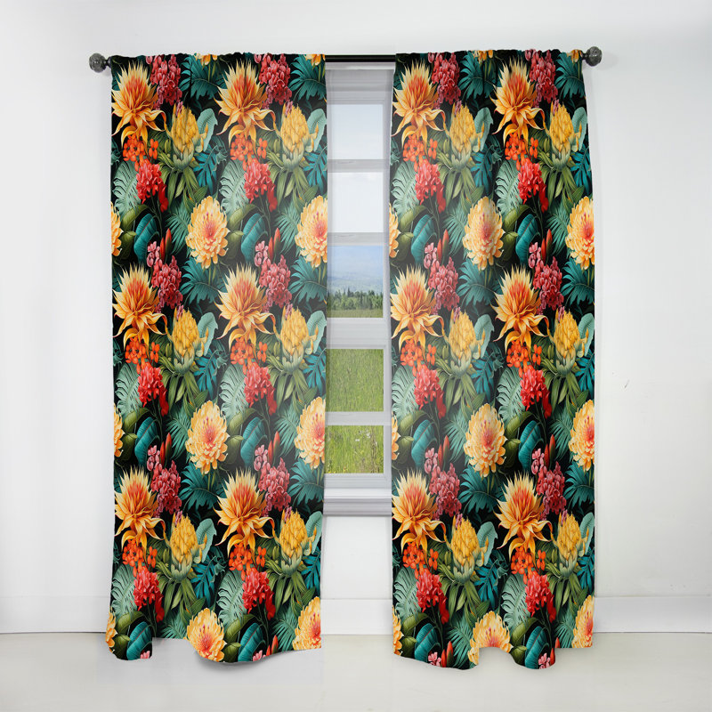 Jungle Splendor - motif tropical - Rideau floral - Rideau floral obscurcissant - 1 panneau, L 52 po x L 63 po