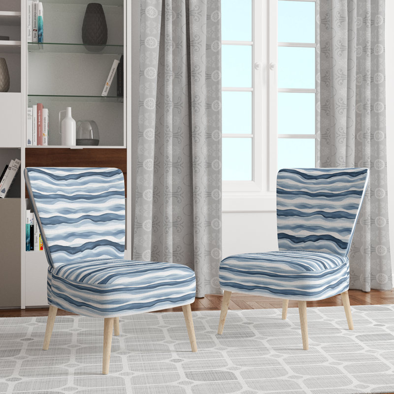 Chaise d'appoint rayée - Chaise d'appoint bleue et blanche Calm Tides, Chaise d'appoint sans accoudoirs