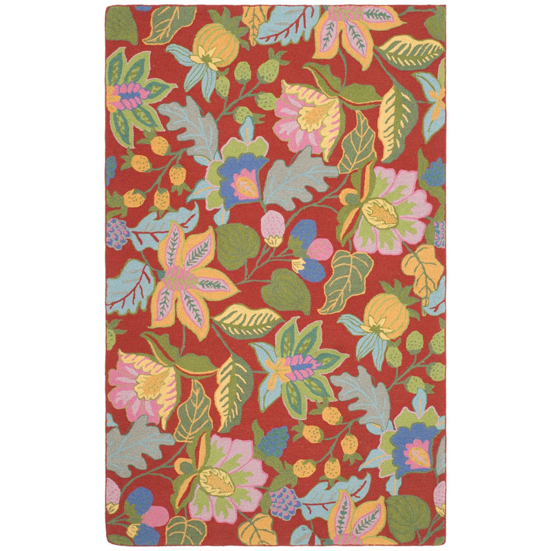 Arber Hand Tufted Wool Floral Rug, Rectangle 4' x 6'