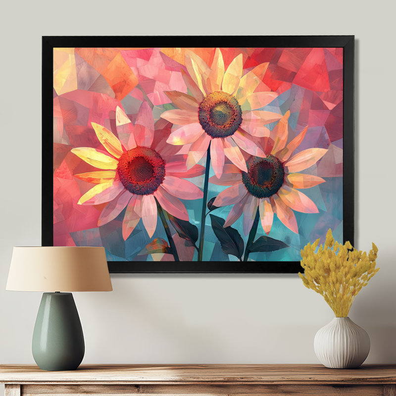 Ifsa, collage de tons de tournesols roses II - art mural tournesols, Reproduction encadrée d'une seule photo