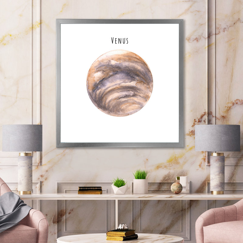 Planète Vénus - reproduction d'art sur toile, H 30 po x l 30 po x P 1 po, Encadrement argenté