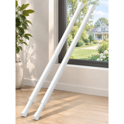 Lot de 2 petites tringles à rideaux blanches à ressort, réglables de 61 à 91 cm, sans perçage, avec conception antidérapante ; idéales pour les locataires et polyvalentes pour les fenêtres, la cuisine, les portes, la salle de bain et les placards.