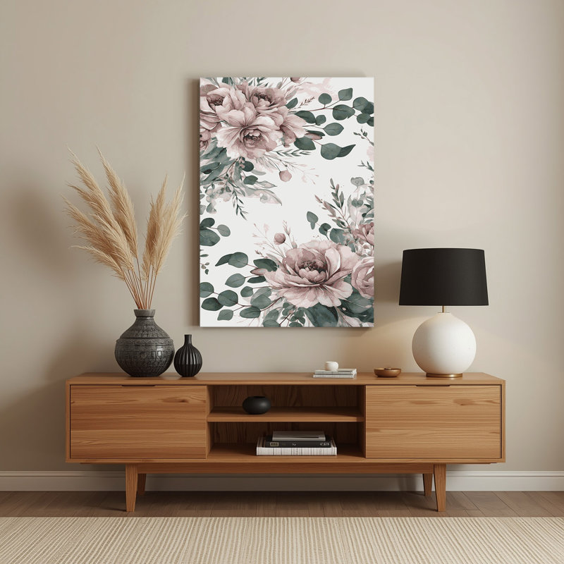 Aquarelle florale 2, art mural gris en métal, H 14 po x l 11 po