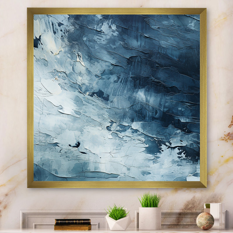 «White Fight», élément abstrait blanc et bleu - formes abstraites_106528, Toile tendue, H 24 po x l 24 po x P 1 po