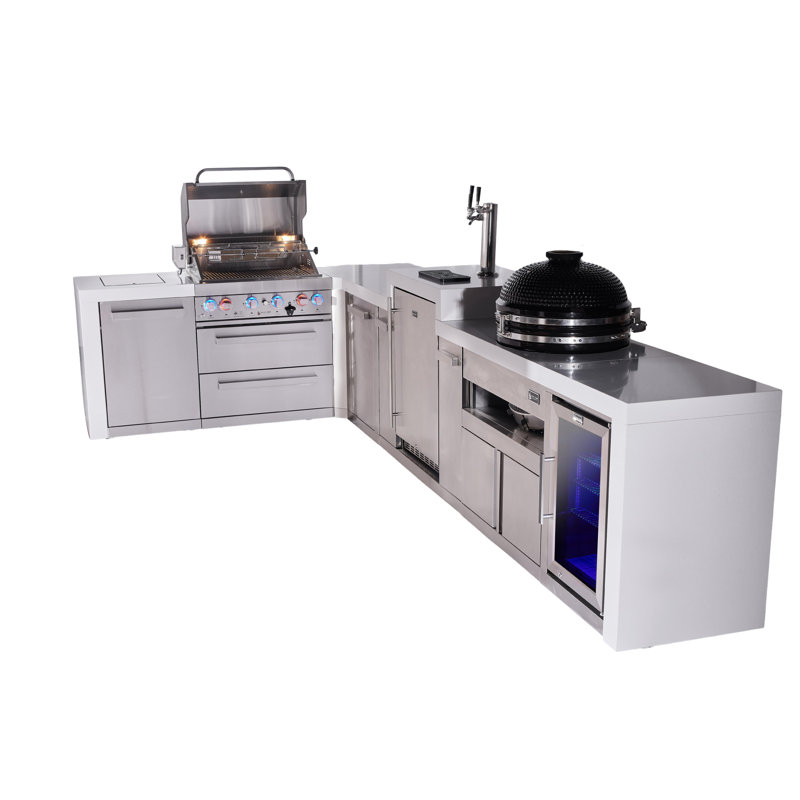 Îlot de cuisine en forme de L de luxe à 4 brûleurs de 82 po x 156 po en forme de L avec îlot de cuisine de Mont Alpi