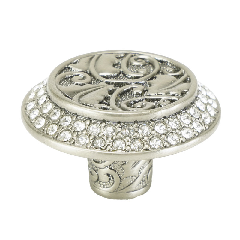 ROOKWOOD KNOB; ERINITE GREEN CRYSTAL, Antique Nickel