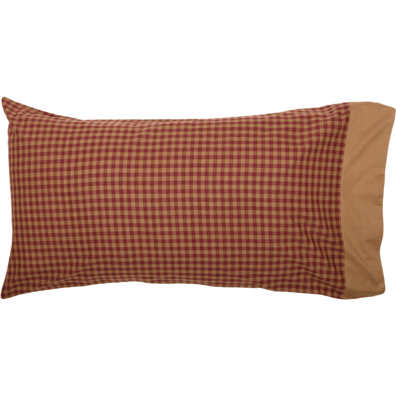 Ninepatch Star 100% Cotton - Set of 2, King, Red/Tan Plaid 2