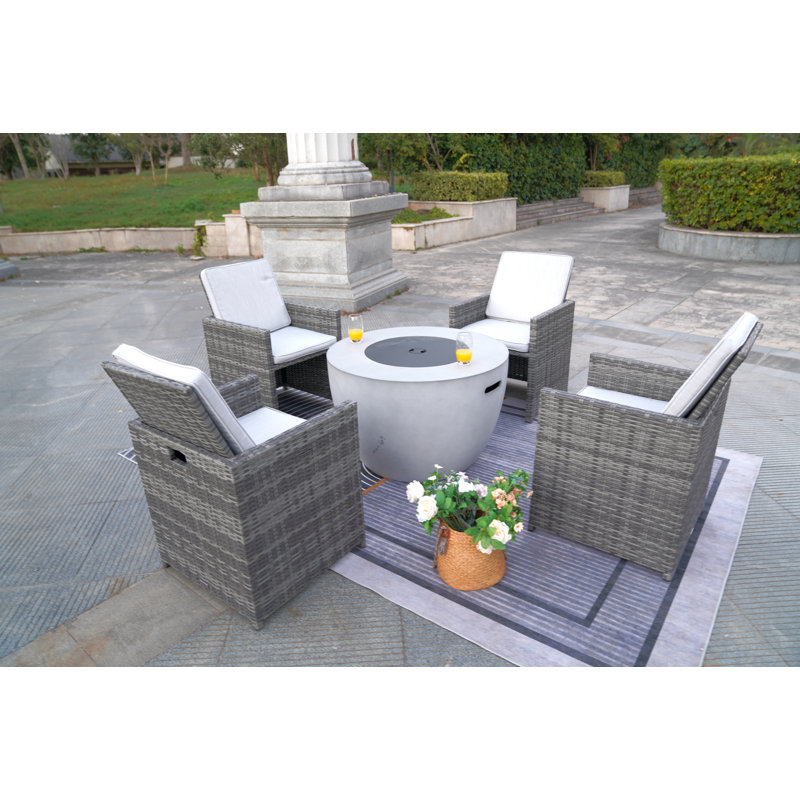 Wicker 4 - Person Patio Conversation Set with Cushions